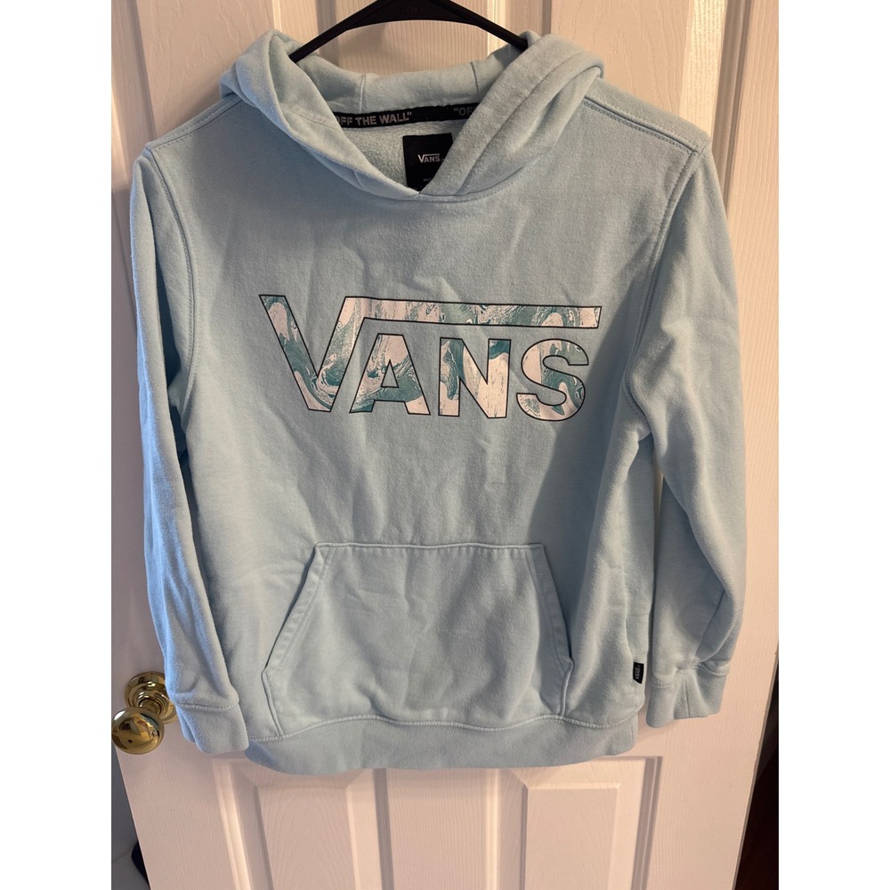 Vans Kids Light Blue Marble Logo Pullover Hoodie Sweatshirt Medium M 11/2022